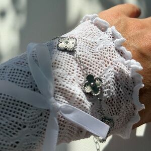 Silver floral bracelet Stainless Steel Clover Flower Luxury Look